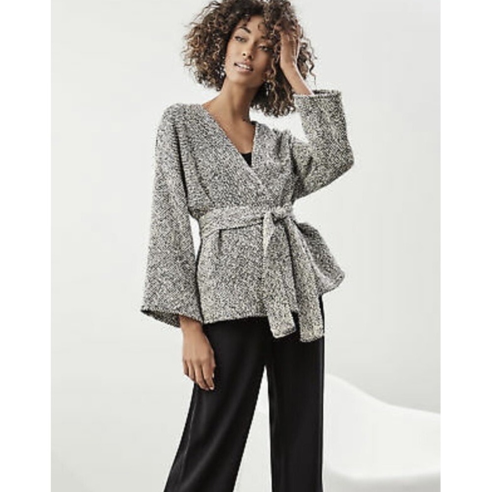 Eileen Fisher Hand Woven Peruvian Organic Cotton Kimono Jacket Black XL NWT